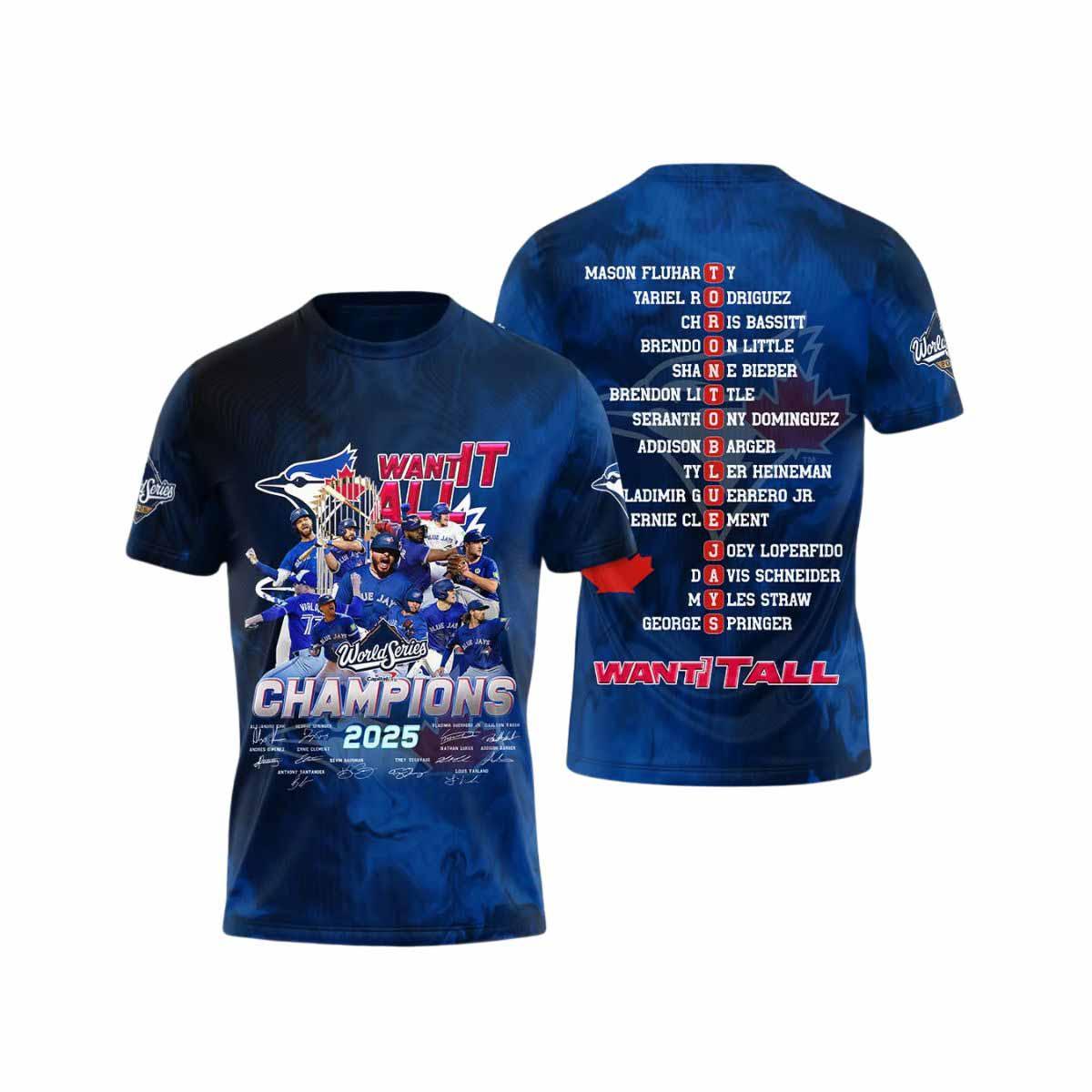 Blue Jays World Series Champions 2025 3D Print Shirt Blue Jays World Series Champions 2025 3D Print Shirt