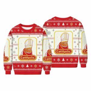 Catholic Cat Funny Ugly Christmas Sweater