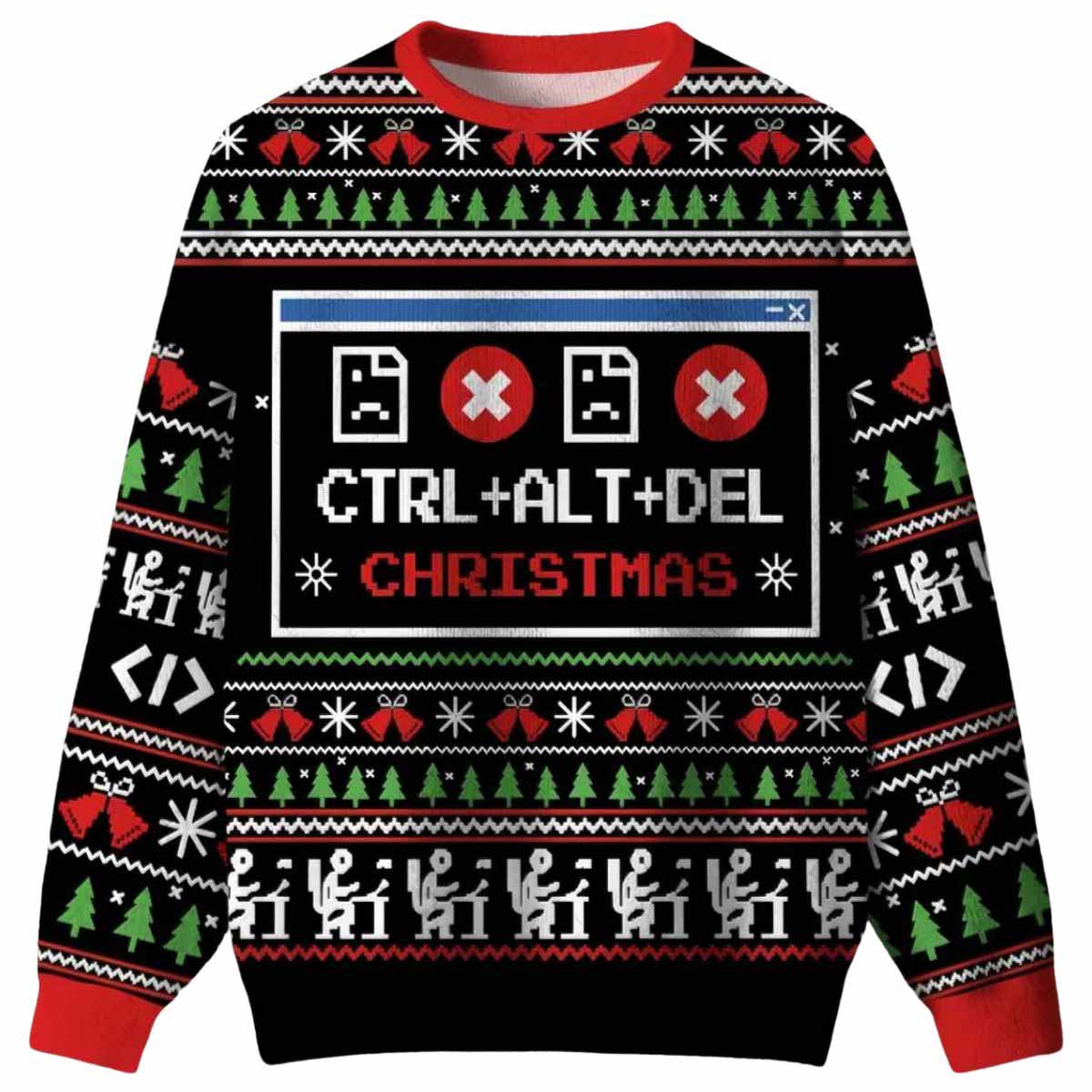 Ctrl Alt Del Christmas Ugly Christmas Sweater Ctrl Alt Del Christmas Ugly Christmas Sweater