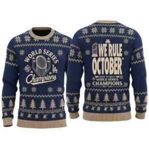 Dodgers 2025 World Series We Rule October Back To Back Ugly Sweater Dodgers 2025 World Series We Rule October Back To Back Ugly Sweater