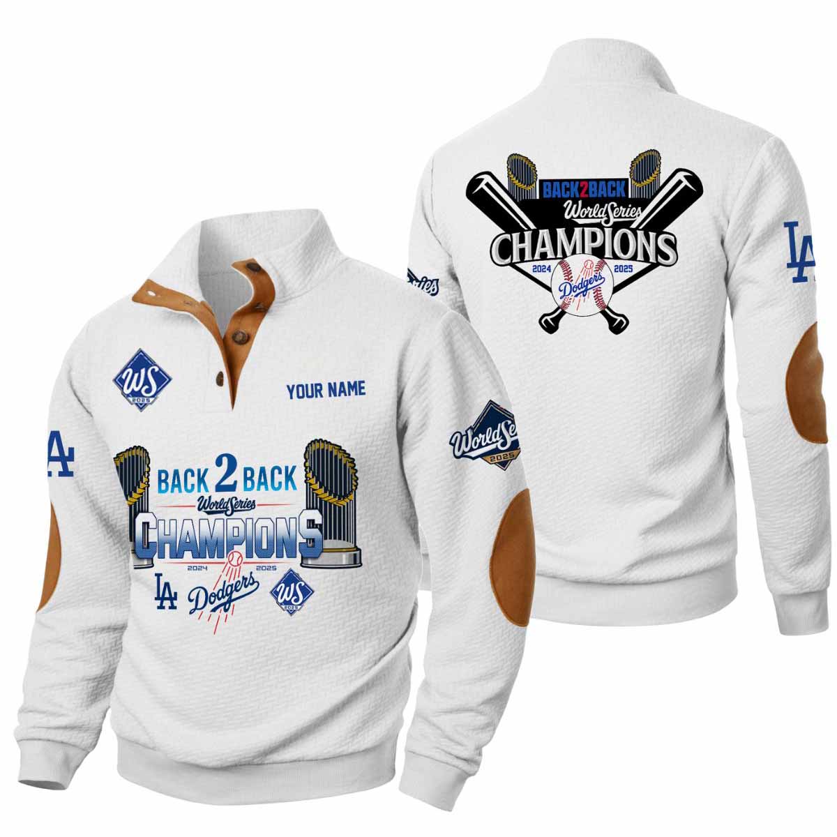 Dodgers Back 2 Back World Series 2025 Collar Half Zip Dodgers Back 2 Back World Series 2025 Collar Half-Zip