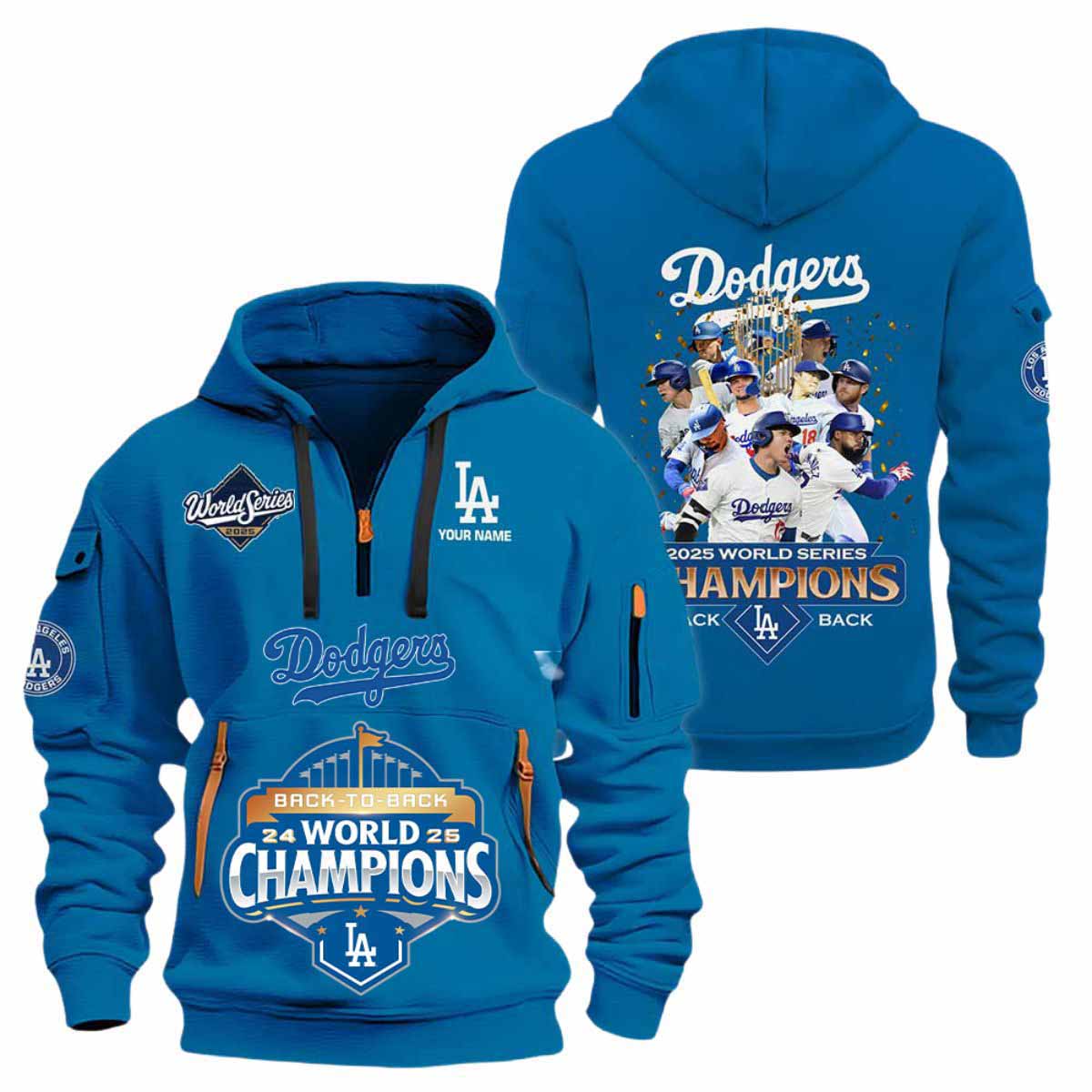 Dodgers Back To Back World Series 2025 Quarter Zip Hoodie Dodgers Back To Back World Series 2025 Quarter Zip Hoodie