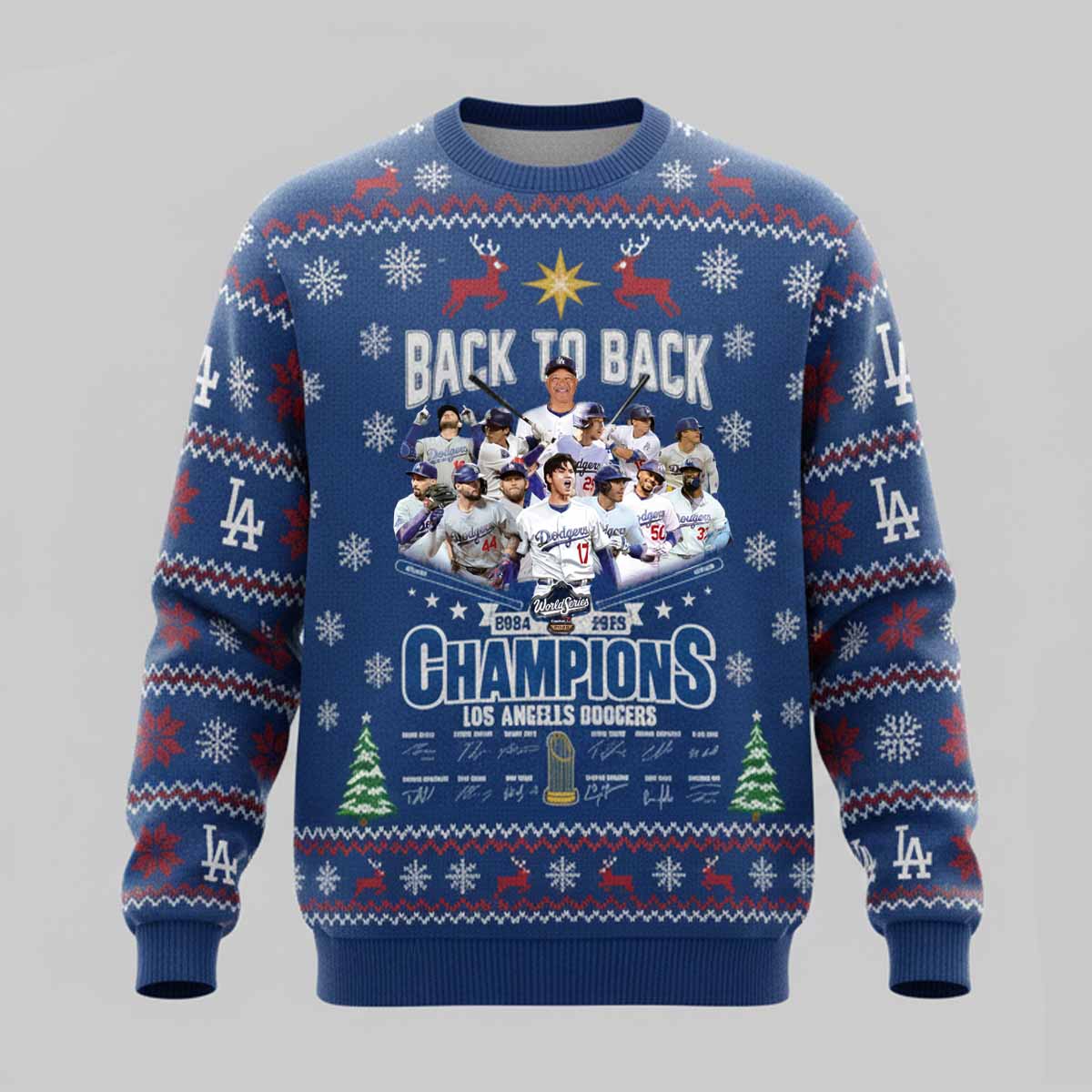 Dodgers Back To Back World Series Champions 2025 Ugly Christmas Sweater Dodgers Back To Back World Series Champions 2025 Ugly Christmas Sweater