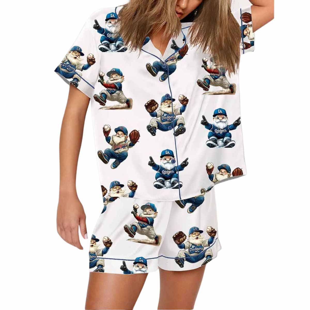 Dodgers Baseball Christmas Gnome Pajama Set Dodgers Baseball Christmas Gnome Pajama Set