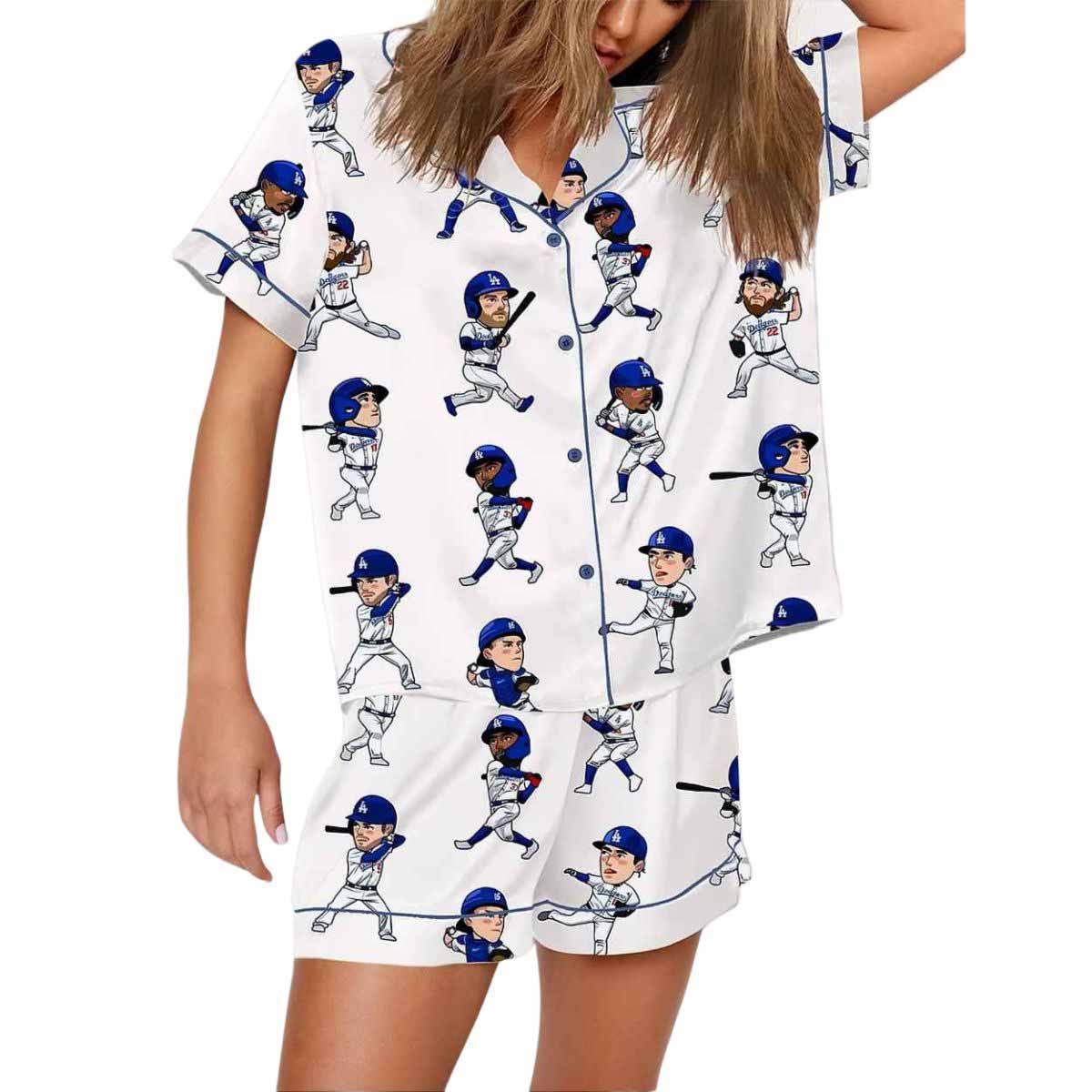 Dodgers Cartoon Baseball Player World Series Pajama Set Dodgers Cartoon Baseball Player World Series Pajama Set
