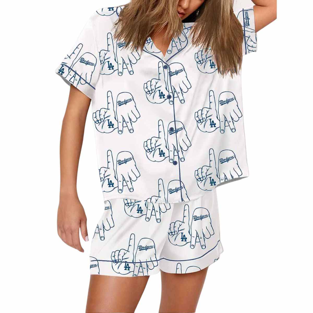Dodgers Hand Sign Retro Baseball Fan Pajama Set Dodgers Hand Sign Retro Baseball Fan Pajama Set