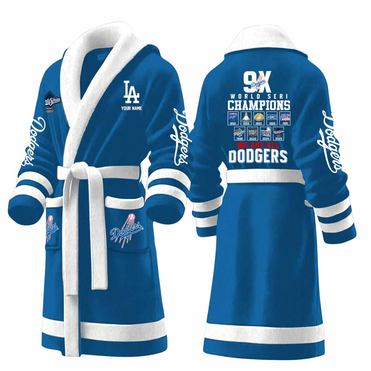 Dodgers World Series 9X 2025 Bathrobe Dodgers World Series 9X 2025 Bathrobe