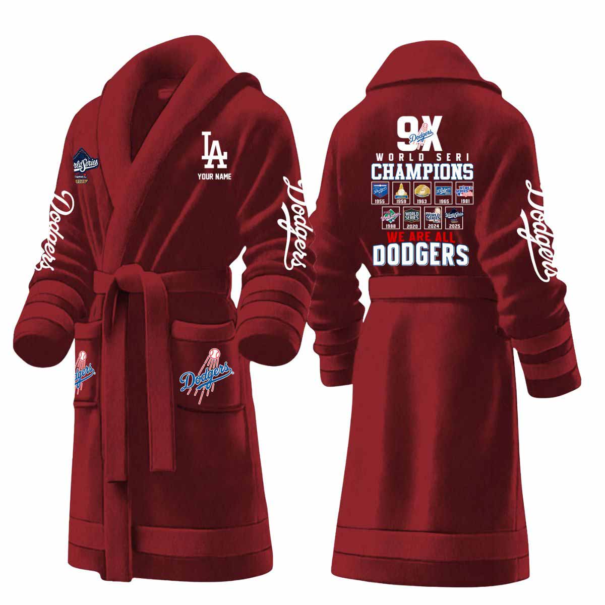 Dodgers World Series 9X 2025 Bathrobe Dodgers World Series 9X 2025 Bathrobe