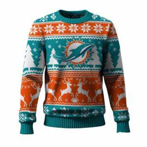 Dolphins Reindeer Football 2025 Ugly Christmas Sweater