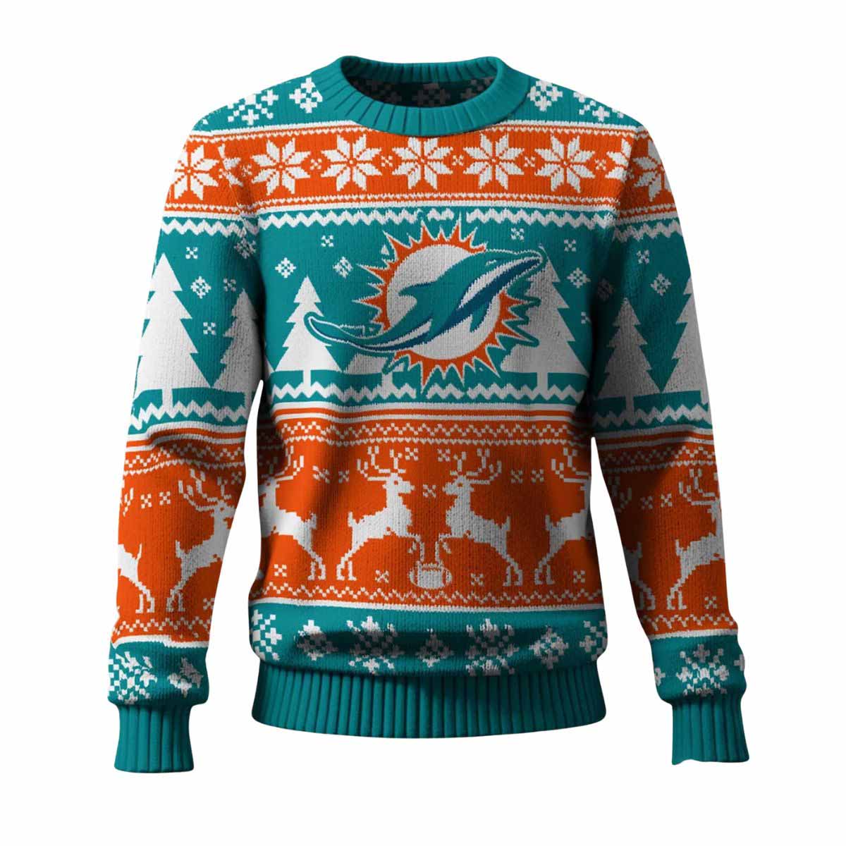 Dolphins Reindeer Football 2025 Ugly Christmas Sweater Dolphins Reindeer Football 2025 Ugly Christmas Sweater