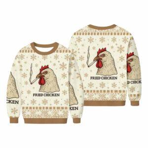 Fried Chicken Smoking Meme Ugly Christmas Sweater Fried Chicken Smoking Meme Ugly Christmas Sweater