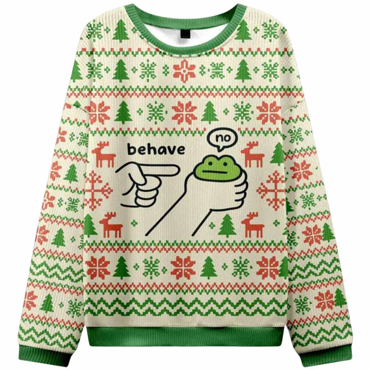 Frog Behave No Ugly Christmas Sweater Frog Behave No Ugly Christmas Sweater