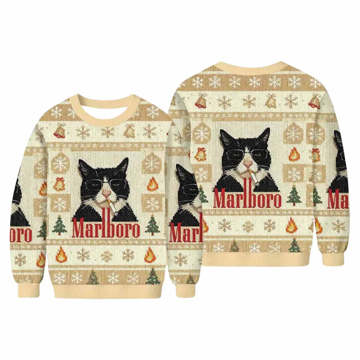 Funny Cat Smoking Cigarette Meme Ugly Christmas Sweater Funny Cat Smoking Cigarette Meme Ugly Christmas Sweater