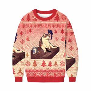 Funny Cat Smoking Holiday Meme Ugly Christmas Sweater Funny Cat Smoking Holiday Meme Ugly Christmas Sweater