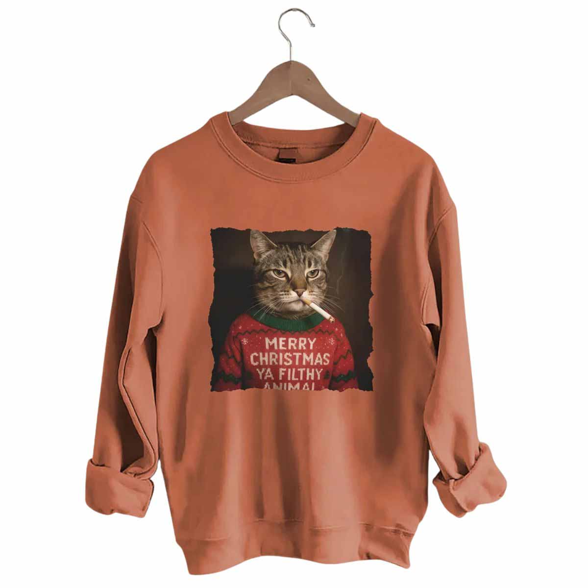 Funny Christmas Smoking Cat Sweatshirt Funny Christmas Smoking Cat Sweatshirt