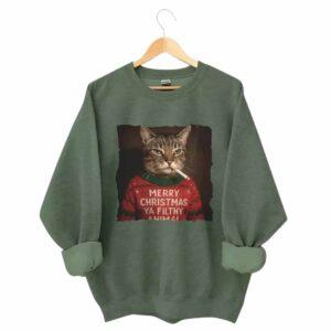 Funny Christmas Smoking Cat Sweatshirt