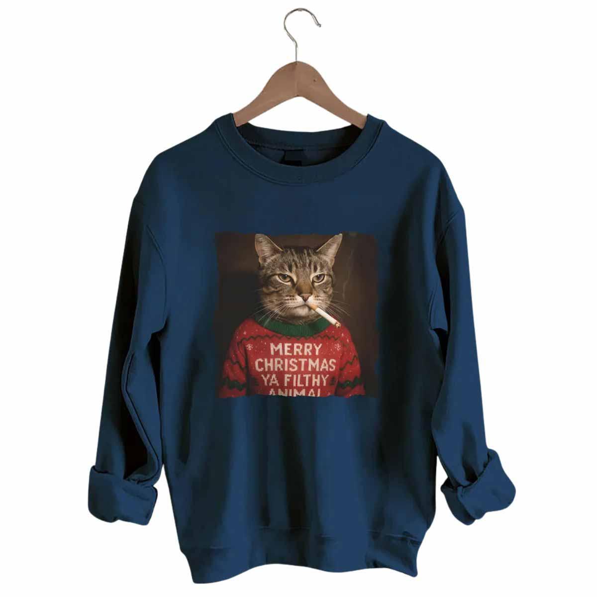 Funny Christmas Smoking Cat Sweatshirt Funny Christmas Smoking Cat Sweatshirt