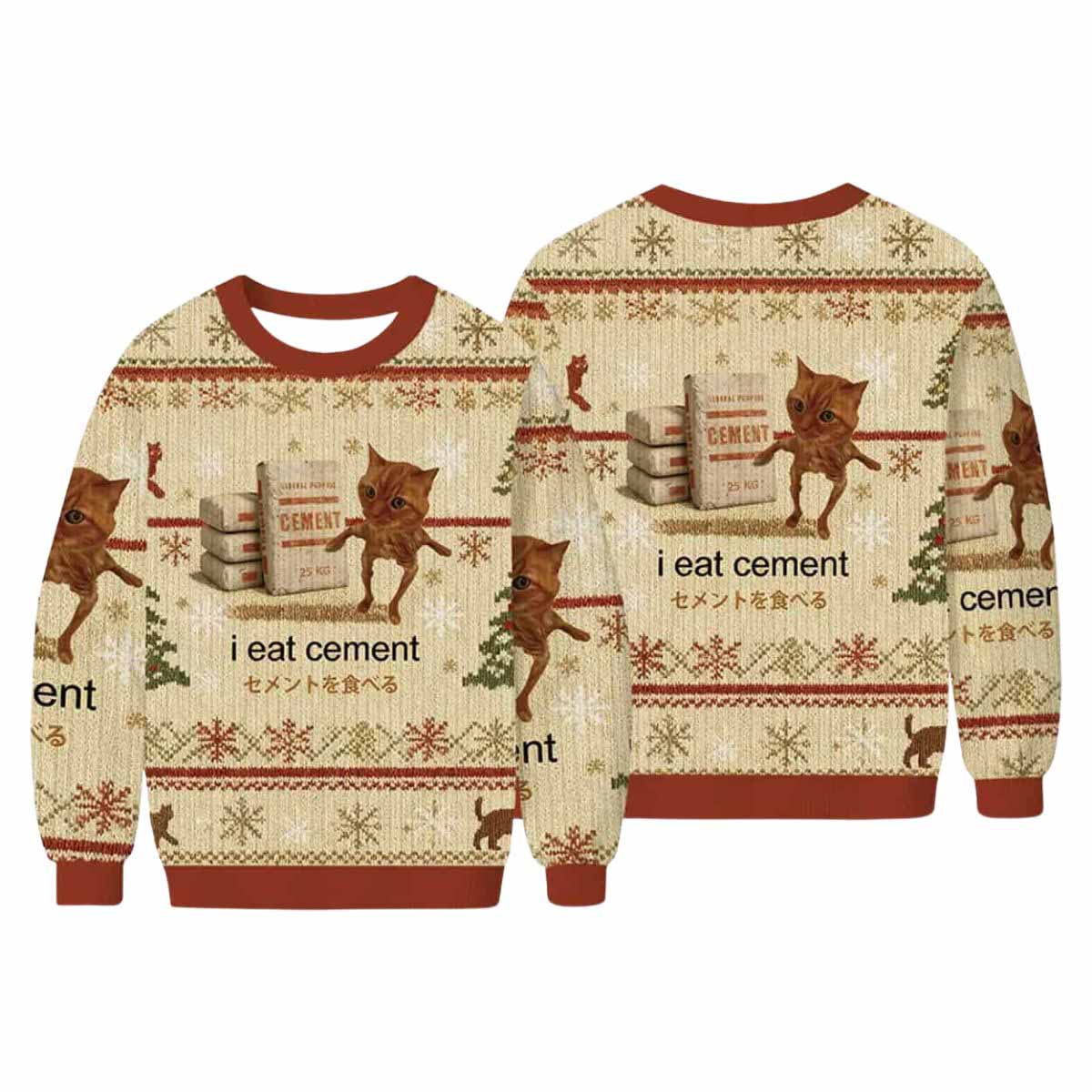 I Eat Cement Cat Meme Ugly Christmas Sweater I Eat Cement Cat Meme Ugly Christmas Sweater