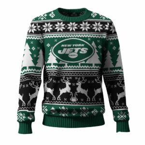 Jets Reindeer Football 2025 Ugly Christmas Sweater