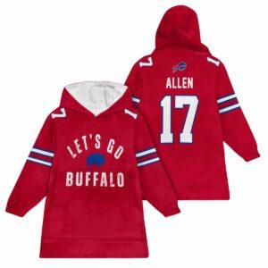 Josh Allen 17 Lets Go Buffalo Football Unisex Blanket Hoodie Josh Allen 17 Lets Go Buffalo Football Unisex Blanket Hoodie