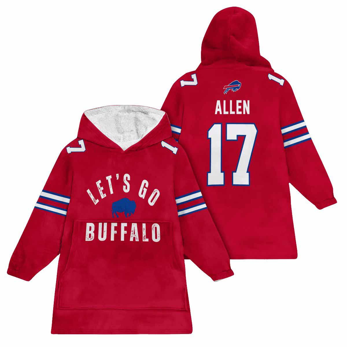 Josh Allen 17 Lets Go Buffalo Football Unisex Blanket Hoodie Josh Allen 17 Lets Go Buffalo Football Unisex Blanket Hoodie