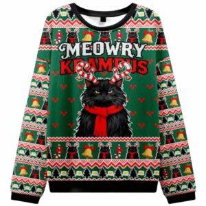Krampus Black Cat Christmas Ugly Sweater