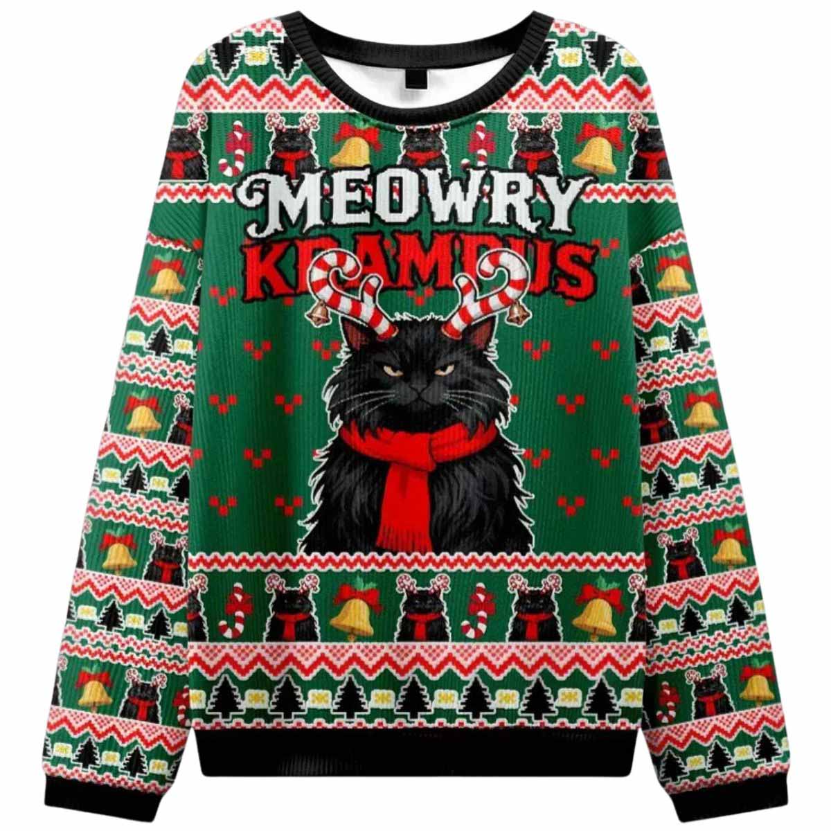Krampus Black Cat Christmas Ugly Sweater Krampus Black Cat Christmas Ugly Sweater