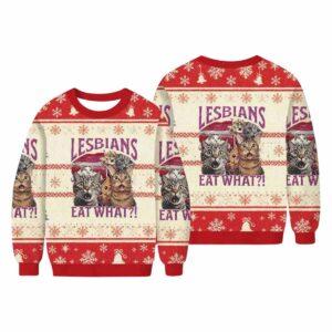 Lesbians Eat What Funny Cat Ugly Christmas Sweater