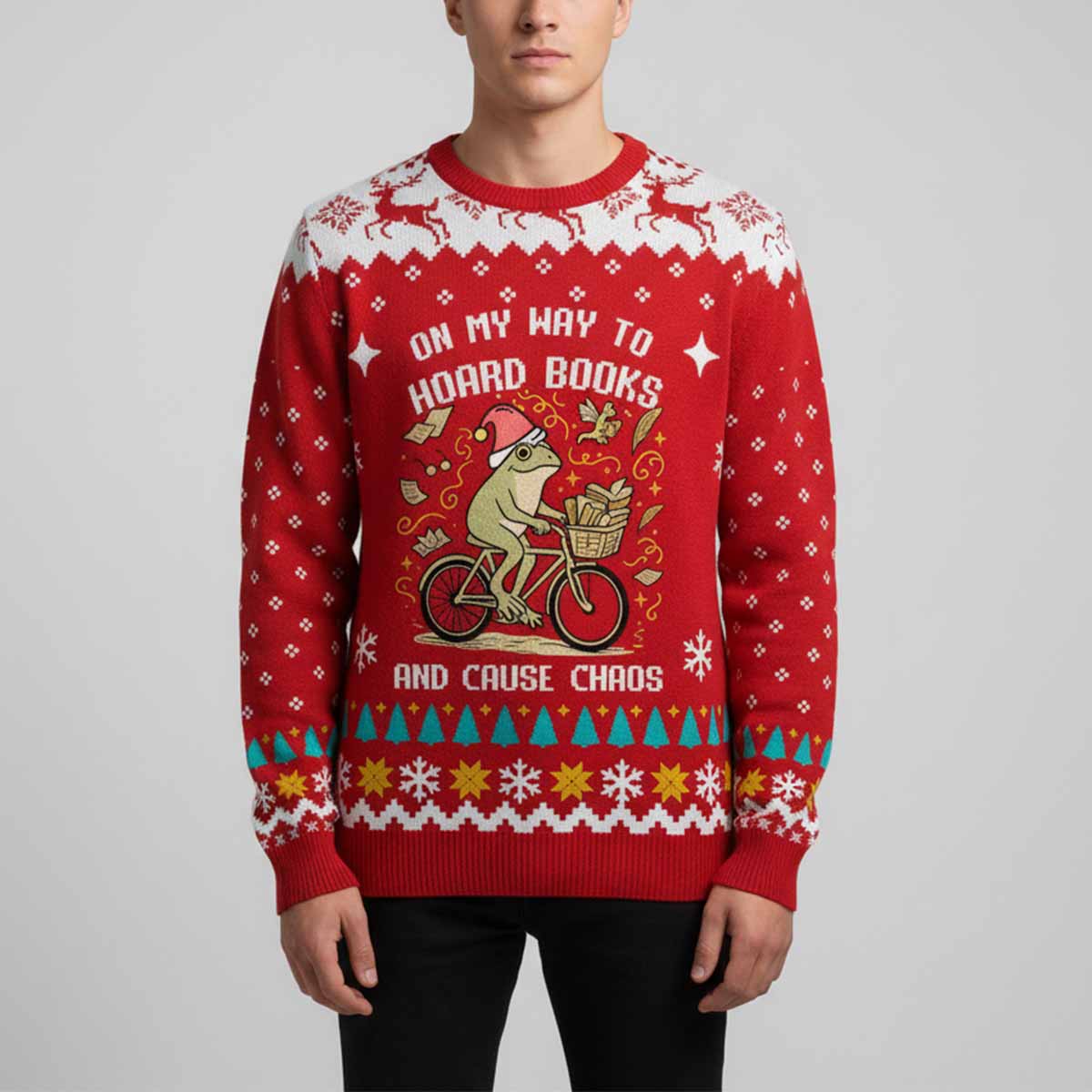 On My Way To Hoard Books And Cause Chaos Ugly Christmas Sweater On My Way To Hoard Books And Cause Chaos Ugly Christmas Sweater