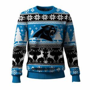 Panthers Reindeer Football 2025 Ugly Christmas Sweater