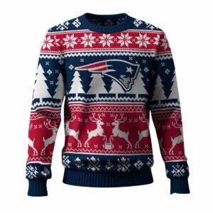 Patriots Reindeer Football 2025 Ugly Christmas Sweater