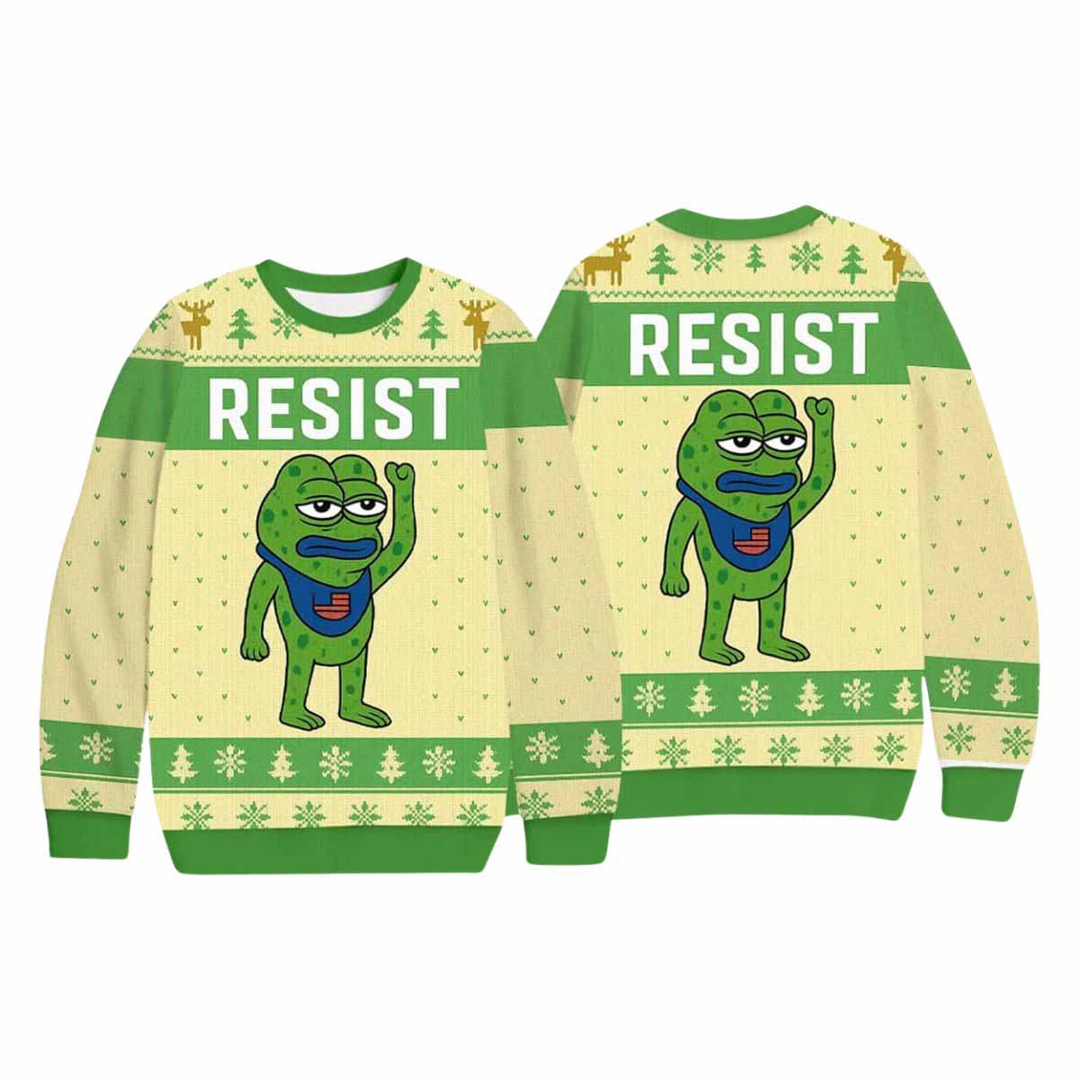 Resist Portland Frog Funny Ugly Christmas Sweater Resist Portland Frog Funny Ugly Christmas Sweater