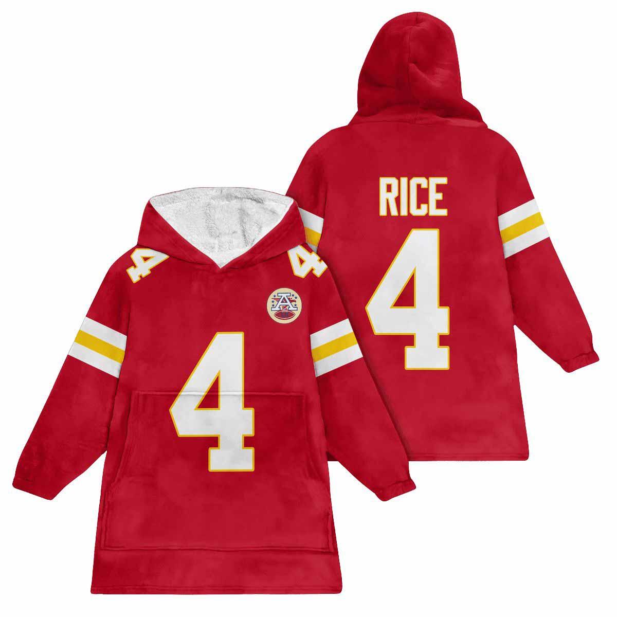 Rice 4 Chiefs Football Unisex Blanket Hoodie Rice 4 Chiefs Football Unisex Blanket Hoodie