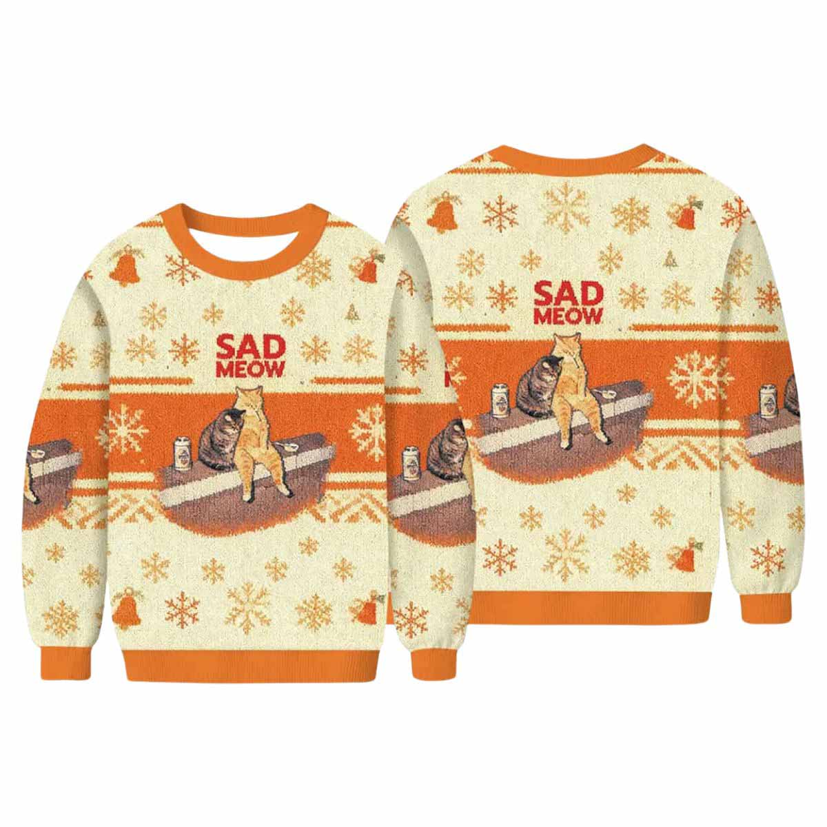 Sad Meow Smoking Cat Ugly Christmas Sweater Sad Meow Smoking Cat Ugly Christmas Sweater