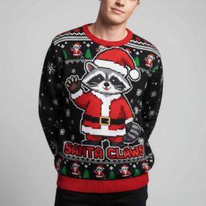 Santa Claus Raccoon Christmas Ugly Sweater