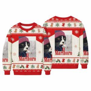 Smoking Cat Meme Ugly Christmas Sweater