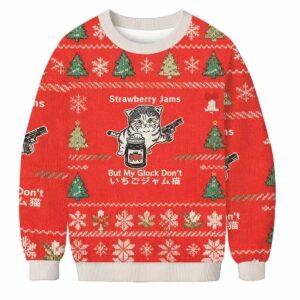 Strawberry Jam Cat Christmas Ugly Sweater Strawberry Jam Cat Christmas Ugly Sweater