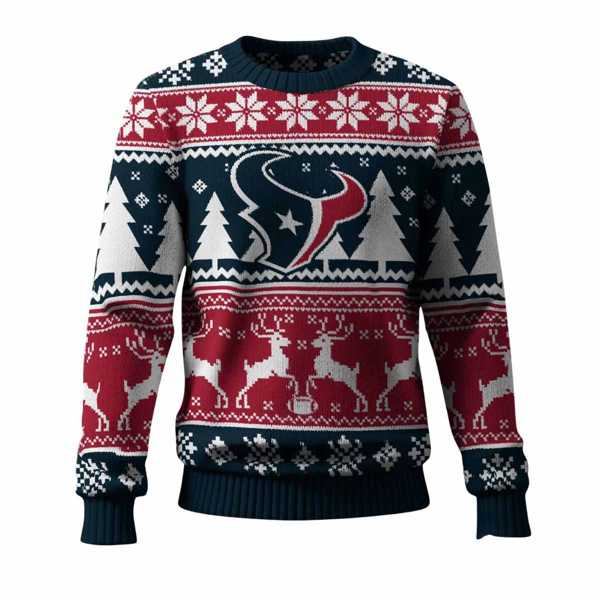 Texans Reindeer Football 2025 Ugly Christmas Sweater Texans Reindeer Football 2025 Ugly Christmas Sweater