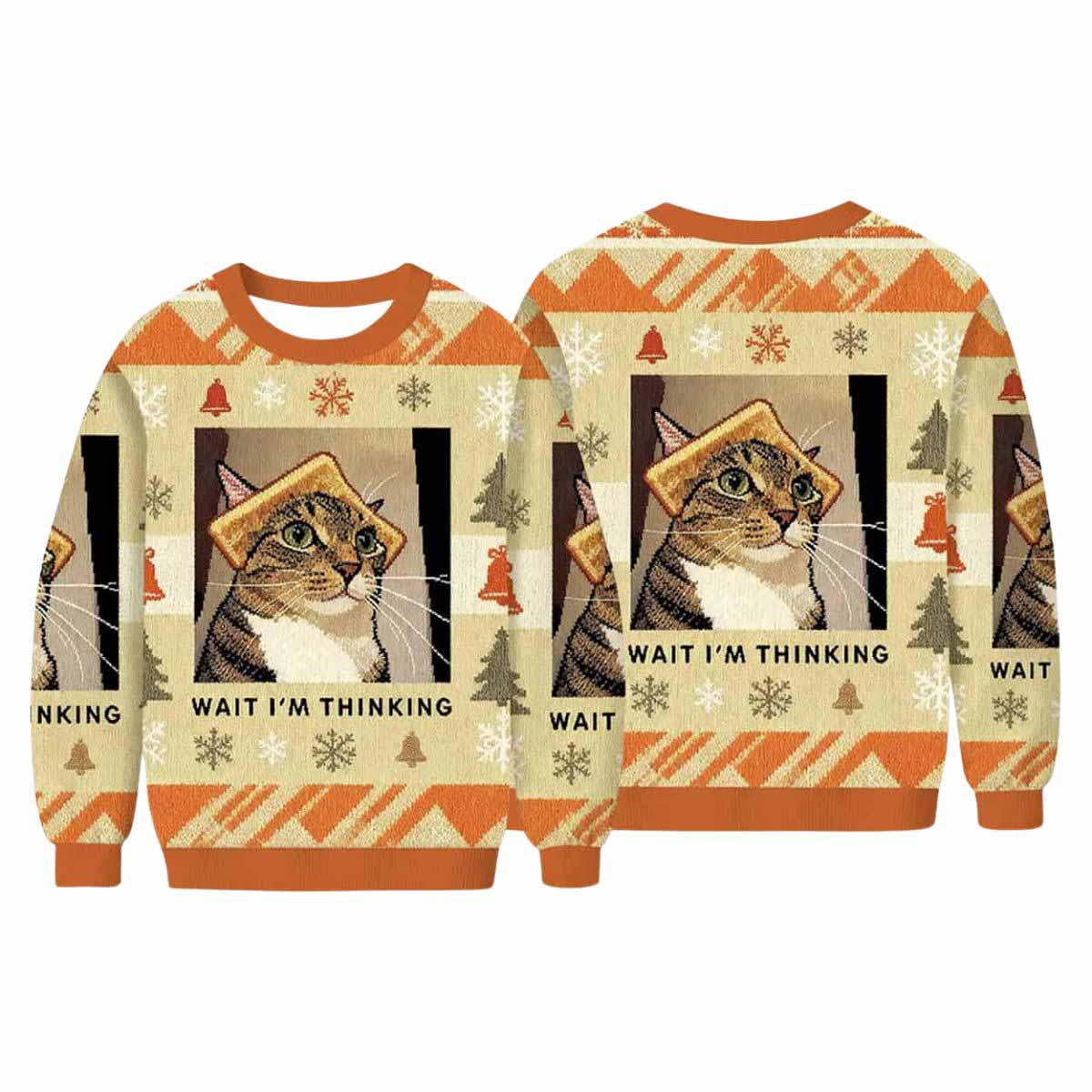 Wait I’m Thinking Cat Meme Ugly Christmas Sweater Wait Im Thinking Cat Meme Ugly Christmas Sweater