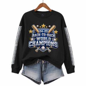 Women's Dodgers Back To Back World Series Champions 2025 Print Round Neck Sweatshirt