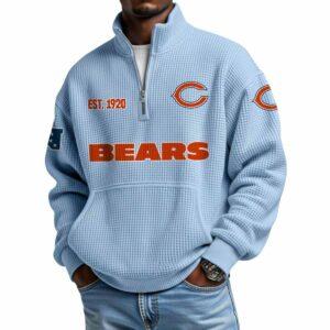2025 Bears Est 1920 Waffle Stand Collar Half Zip Sweatshirt 1 2025 Bears Est 1920 Waffle Stand Collar Half Zip Sweatshirt