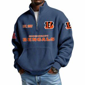 2025 Bengals Est 1967 Waffle Stand Collar Half Zip Sweatshirt 2025 Bengals Est 1967 Waffle Stand Collar Half Zip Sweatshirt