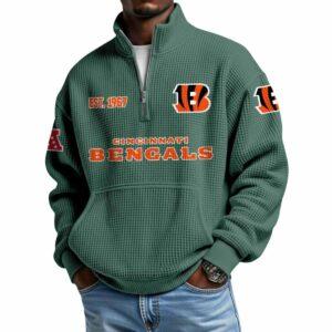 2025 Bengals Est 1967 Waffle Stand Collar Half Zip Sweatshirt 2 2025 Bengals Est 1967 Waffle Stand Collar Half Zip Sweatshirt