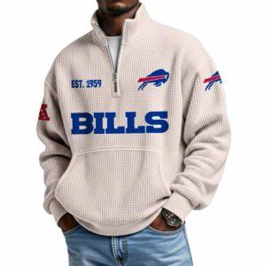 2025 Bills Est 1959 Quarter Zip Waffle Hoodie 1 2025 Bills Est 1959 Quarter Zip Waffle Hoodie
