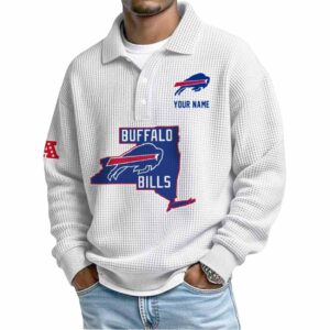 2025 Bills Personalization Waffle Button Lapel Polo