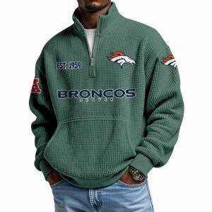 2025 Broncos Est 1959 Quarter Zip Waffle Hoodie