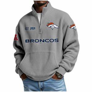 2025 Broncos Est 1959 Quarter Zip Waffle Hoodie