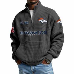 2025 Broncos Est 1959 Quarter Zip Waffle Hoodie