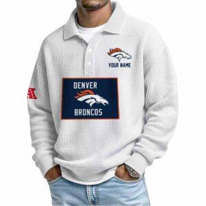 2025 Broncos Personalization Waffle Button Lapel Polo 2025 Broncos Personalization Waffle Button Lapel Polo