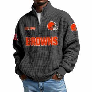 2025 Browns Est 1944 Waffle Stand Collar Half Zip Sweatshirt 3 2025 Browns Est 1944 Waffle Stand Collar Half Zip Sweatshirt